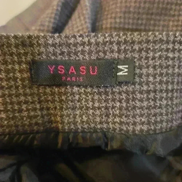 VTG Ysasu Paris Womens Wool Pleated Midi Skirt Brown Taupe Size Medium - Picture 8 of 8